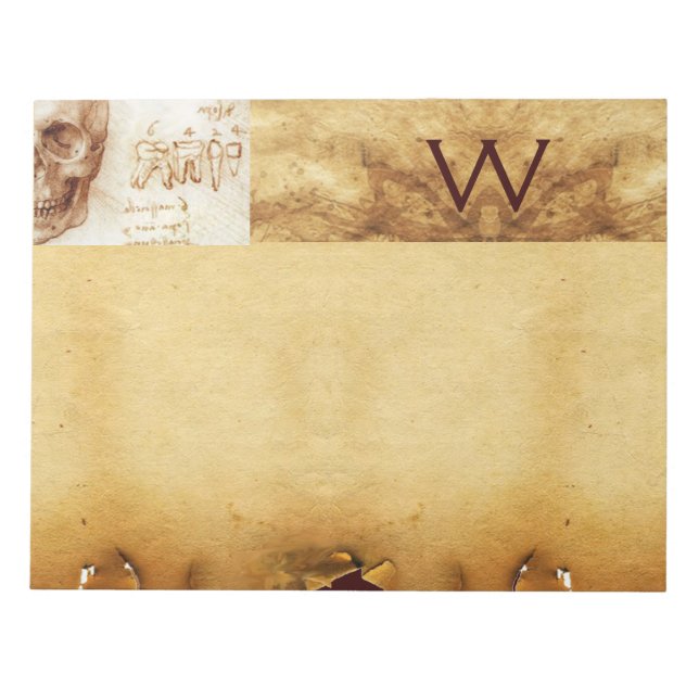 DENTAL CLINIC ,DENTIST MONOGRAM ,Antique Parchment Notepad (Front)