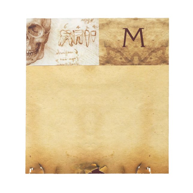 DENTAL CLINIC ,DENTIST MONOGRAM ,Antique Parchment Notepad (Front)