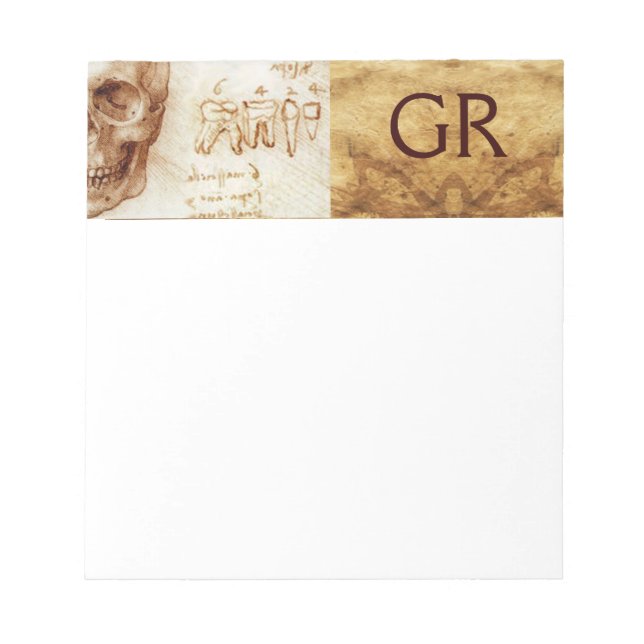 DENTAL CLINIC ,DENTIST MONOGRAM ,Antique Parchment Notepad (Front)
