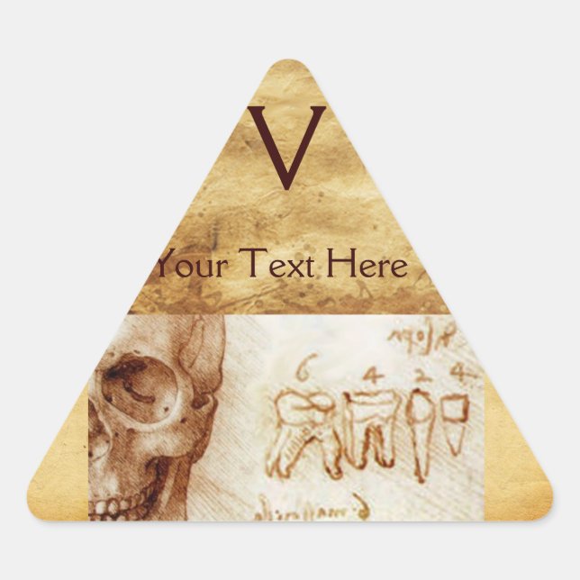 DENTAL CLINIC ,DENTIST MONOGRAM Parchment Triangle Sticker (Front)