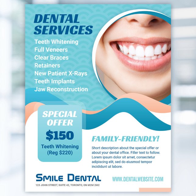 Dental Clinic Dentist Services Flyer Template (Creator Uploaded)