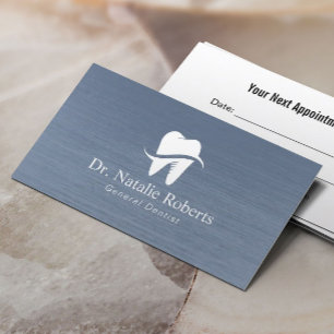 Dental Clinic Modern Tooth Logo Dusty Blue Dentist Appointment Card