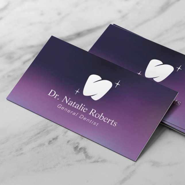 Dental Clinic Modern Tooth Logo Purple Dentist App Appointment Card (Creator Uploaded)