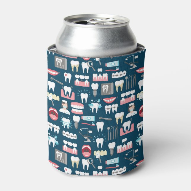 Dental Clinic Office Pattern Can Cooler (Can Front)