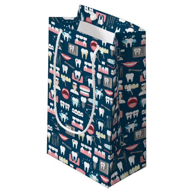 Dental Clinic Office Pattern Small Gift Bag (Front Angled)