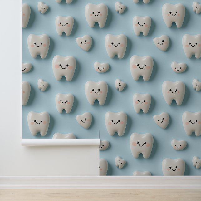 Dental Clinic Wall Decor White Smiling Face Tooth  (Application)