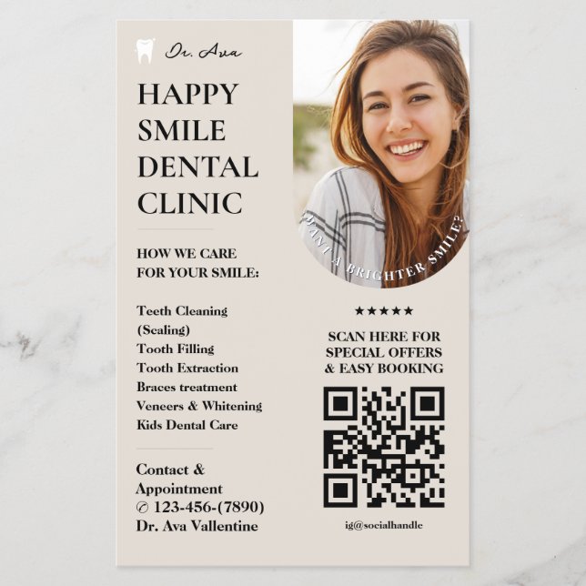 Dental Cosmetic Aesthetic Dentist Sand Minimal Flyer (Front)