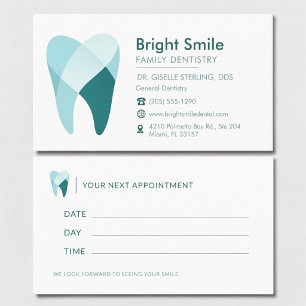 Dental Dentist Teal Tooth Office Appointment Card
