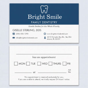 Dental Dentistry Office Appointment Reminder Business Card