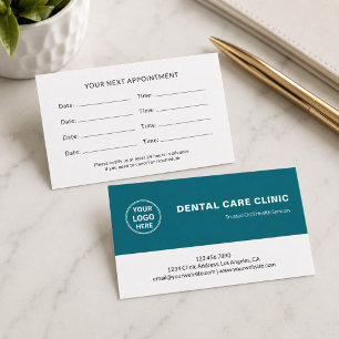 Dental Dentistry Professional Teal Reminder Appointment Card