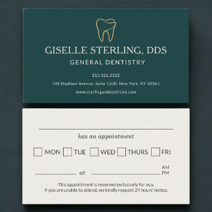 Dental Dentistry Teal Green Appointment Reminder Business Card