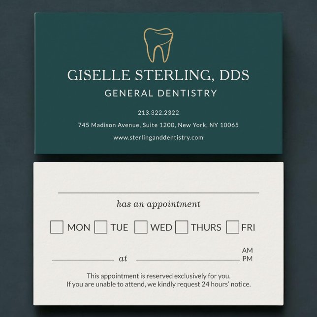 Dental Dentistry Teal Green Appointment Reminder Card (Creator Uploaded)