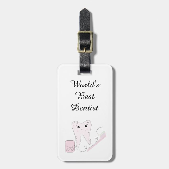 Dental Design Tooth and Brush Luggage Tag (Front Vertical)