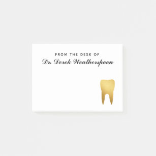 Dental Faux Gold Foil Tooth Personalised Post-it Notes