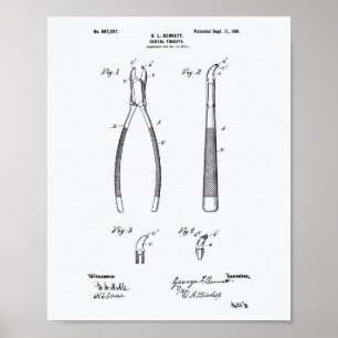Dental Forceps 1901 Patent Art White Paper Poster