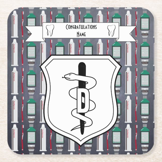 Dental Graduate Party Supplies Decor Custom Square Paper Coaster (Front)