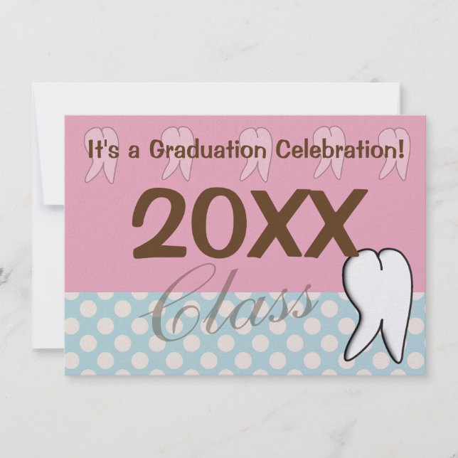 Dental Graduation Inviations Pink and Blue Invitation (Front)