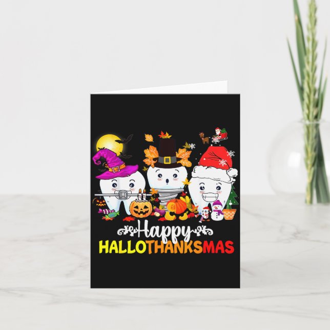 Dental Halloween Thanksgiving Christmas Happy Hall Card (Front)