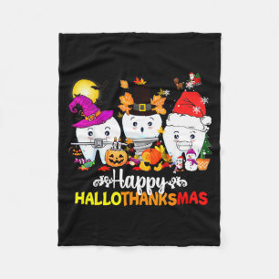 Dental Halloween Thanksgiving Christmas Happy Hall Fleece Blanket