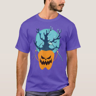 Dental Halloween Tooth Pumpkin Funny Halloween Den T-Shirt