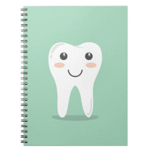 Dental health graphic art, happy tooth notebook
