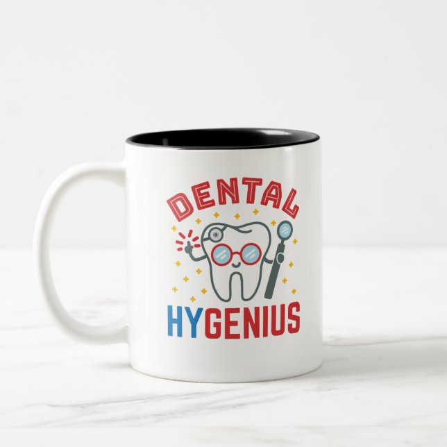 Dental Hygenius Hygienist RDH Funny Appreciation Two-Tone Coffee Mug (Left)