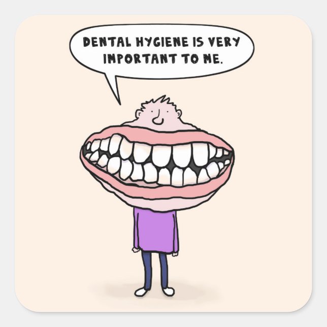 Dental Hygiene Big Mouth Man, Funny Stickers (Front)