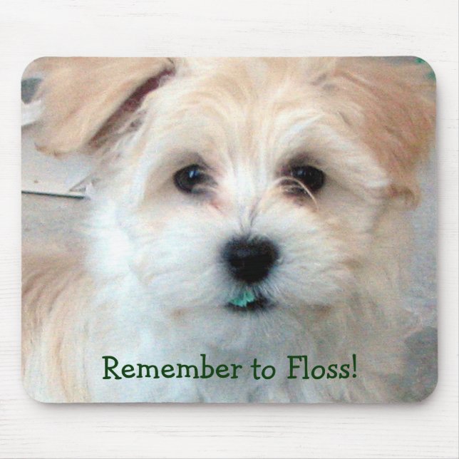 Dental Hygiene Puppy - Remember to Floss! Mouse Pad (Front)