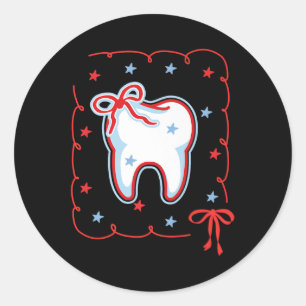 Dental Hygienist 4th July American Dentist Coquett Classic Round Sticker