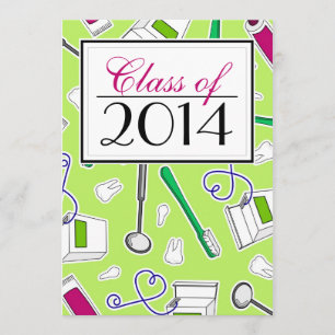 Dental Hygienist / Dental School Graduation Green Invitation