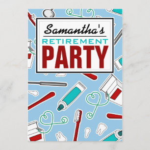 Dental Hygienist / Dentist Retirement Party - Blue Invitation