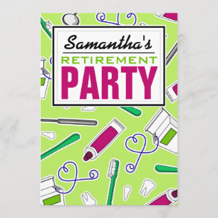 Dental Hygienist / Dentist Retirement Party Green Invitation
