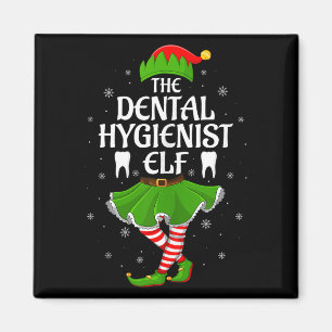 Dental Hygienist Elf Christmas Girls Women Elf Squ Magnet