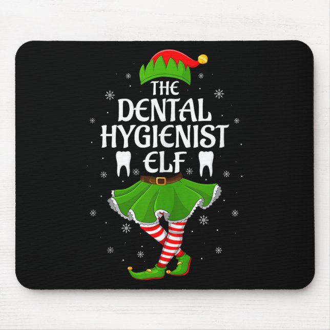 Dental Hygienist Elf Christmas Girls Women Elf Squ Mouse Pad (Front)