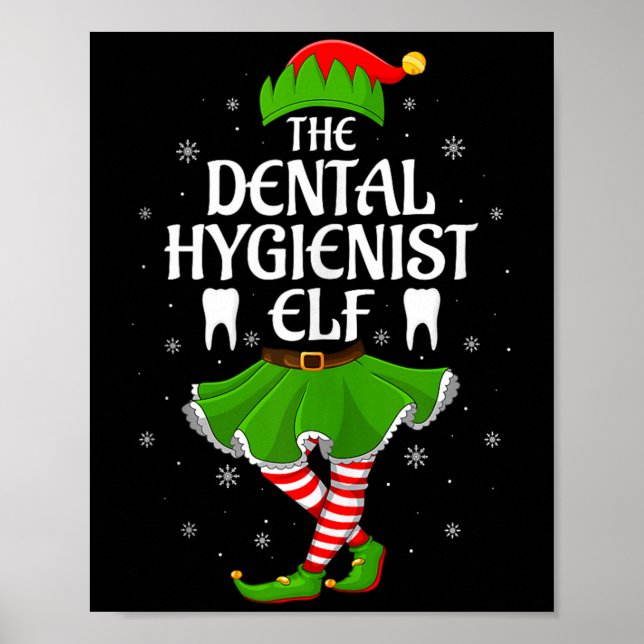 Dental Hygienist Elf Christmas Girls Women Elf Squ Poster (Front)