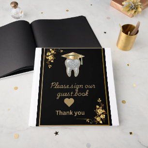 Dental Hygienist Graduation Guest Book Black & G