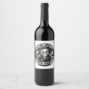 Dental Hygienist Halloween Skeleton Wine Label