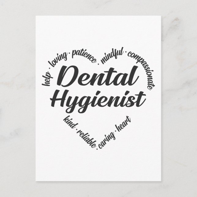 Dental Hygienist Heart Word Cloud Holiday Postcard (Front)