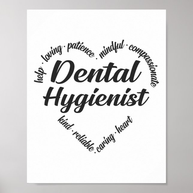 Dental Hygienist Heart Word Cloud Poster (Front)
