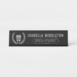 Dental Hygienist - in Black and Silver Desk Name Plate