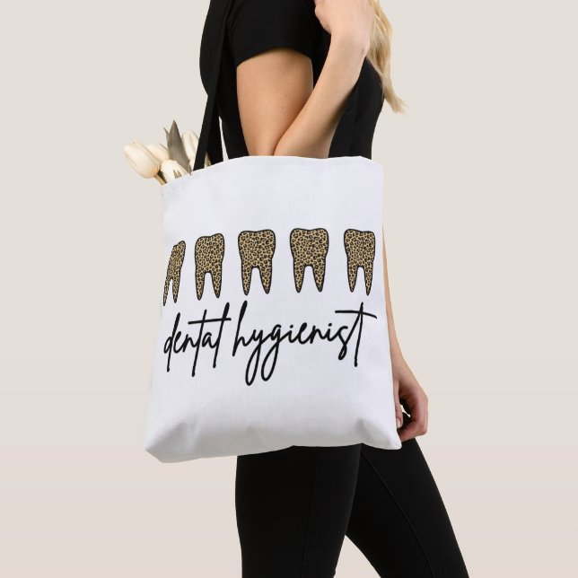 Dental Hygienist | RDH Dentist Cheetah print gifts Tote Bag (Close Up)