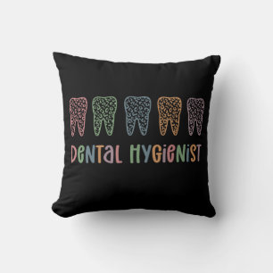 Dental Hygienist RDH Dentist Leopard teeth gifts Cushion