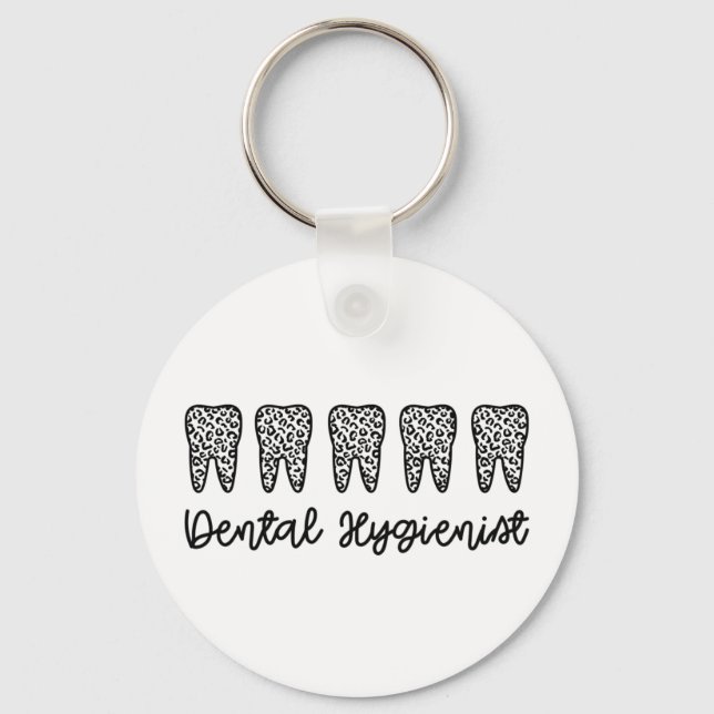 Dental Hygienist | RDH Dentist leopard teeth gifts Key Ring (Front)
