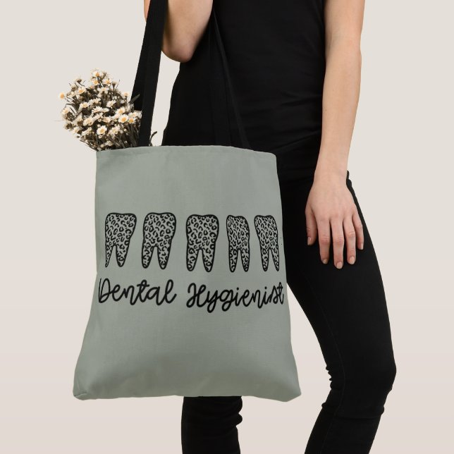 Dental Hygienist | RDH Dentist leopard teeth gifts Tote Bag (Close Up)