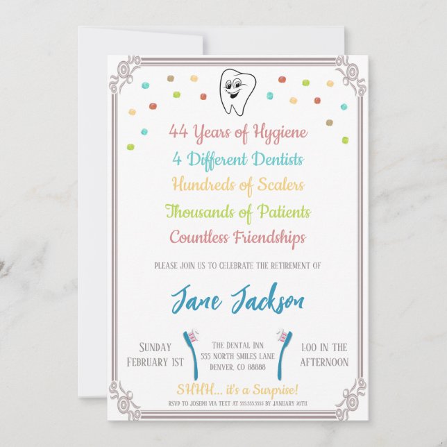 Dental Hygienist Retirement Celebration invitation (Front)