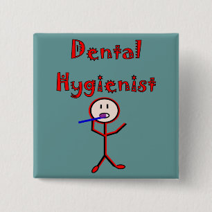 Dental Hygienist Stick Person With Toothbrush 15 Cm Square Badge