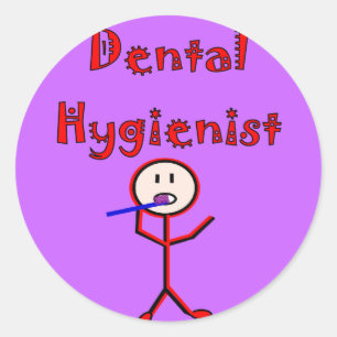 Dental Hygienist Stick Person With Toothbrush Classic Round Sticker