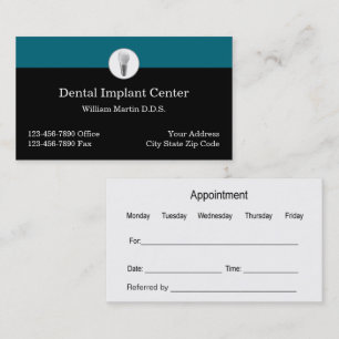 Dental Implant Dentist Business Appointment Cards