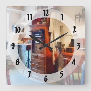 Dental Lab WithLab Coat Square Wall Clock