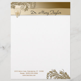 Dental Letterhead Molar Stationery Gold Leaves